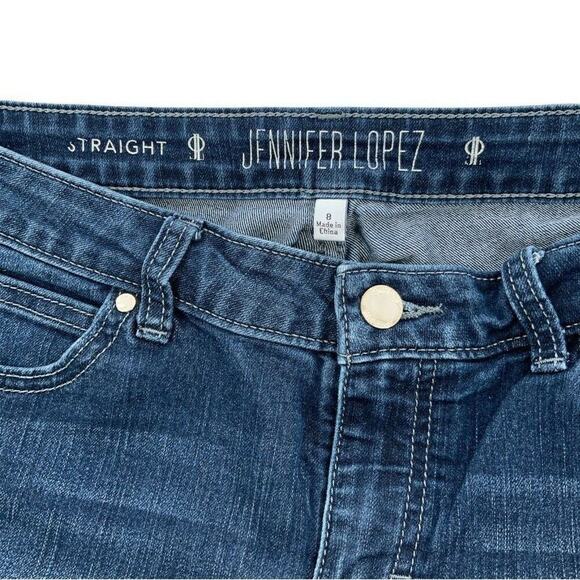 Jennifer Lopez Denim Jeans Womens Size 8 Straight Capris Raw Hem Dark Wash Blue - Picture 9 of 10